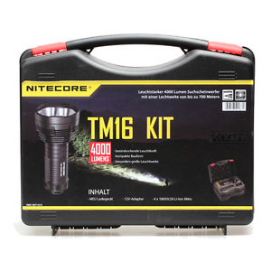 NiteCore TM16 LED Taschenlampe Akku + Lader Kofferset