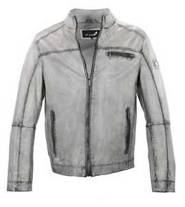 Jilani - Giacca Di Pelle Uomo Vera Agnello Nappa grigio antico NUOVO 9494