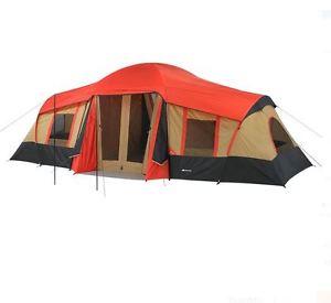 Ozark Trail Large 10-Person 3-Room Vacation Camping Tent with Built-In Mud Mat