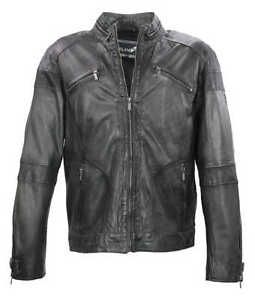 Jilani - Giacca Di Pelle Uomo Vera Agnello Nappa grigio antracite NUOVO 9496