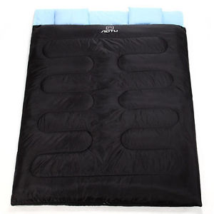 Huge 2 Person Double Sleeping Bag 23F/-5C Camping Hiking 86" x 60" +2 Pillows WS