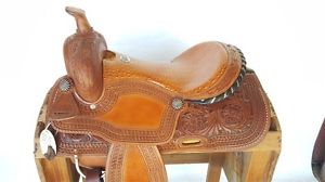 16" CLASSIC TOOLED LEATHER WESTERN SHOW HORSE COWBOY RANCH TRAIL SADDLE TACK