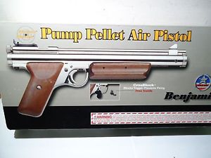VINTAGE BENJAMIN SHERIDAN NICKEL PUMP PELLET AIR PISTOL H17 H9A .177 COMPLETE!