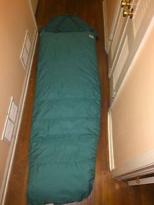 Gerry USA Made Rectangular 0 Degree Sleeping Bag w Hood Goose Down Vintage Quilt