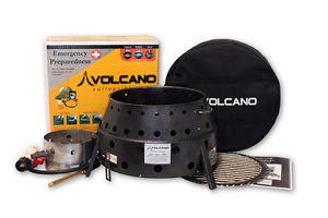 New Volcano 3 Collapsible Outdoor Propane Grill w/ LID- Tri-Fuel Cook Stove