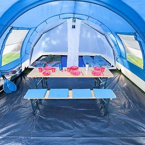 skandika Helsinki 6 Personen Familienzelt Tunnel dunkelblau 2 Kabinen Neu