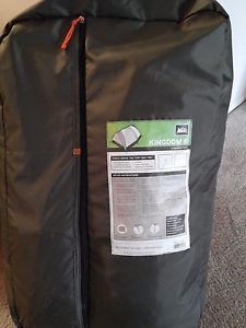 REI kingdom 6 tent with rainfly 2 folding chairs 2 REI camp beds 1 coleman stove