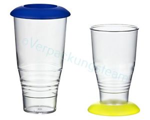 Transparent Plastique Gobelet réutilisable 0,5L robuste Couvercle bleu Bateau