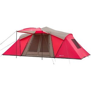 Ozark Trail 21' x 10' 3-Room Instant Tent with Awning, Sleeps 12, Red