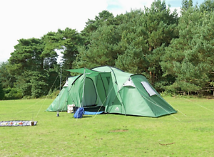 6 Man 2 Room Dome Tent Big Camping Tent Net Guards NEW Portable Tents Green