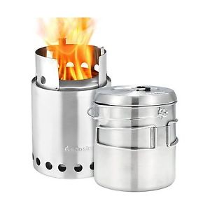 Solo Stove Titan & Solo Pot 1800 Camp Stove Combo: Woodburning Backpacking St...