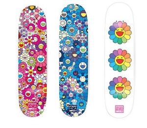 Takashi Murakami Complexcon MCA Skate Deck Set of 3 Multi Flower 8.0 Skateboard