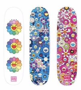 Takashi Murakami Complexcon MCA Skate Deck Set of 3 Multi Flower 8.0 Exclusive