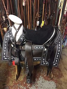 15" Montura Charra- Dark Brown - Mexican - Horse Saddle - Navajeada - #27216