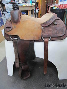 JR Wenger Custom Roping Saddle & Coats Keepers 15 1/2" Roper Used