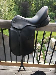 Ideal monoflap buffalo leather dressage saddle, 17 seat with medium/wide tree.