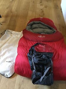 rab ascent 900 hydrophobic down sleeping bag new, right hand zip