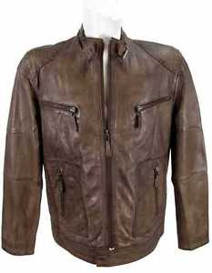 Jilani Giacca In Pelle Uomo Vero cuoio Vera Nappa Di Agnello talpa NUOVO 8684