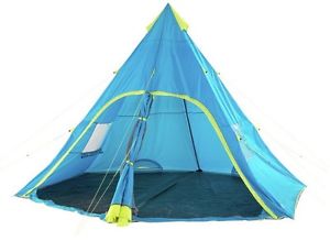 Trespass 6 Man Tepee Camping Festival Hiking Family Tents Tepees Light Blue New