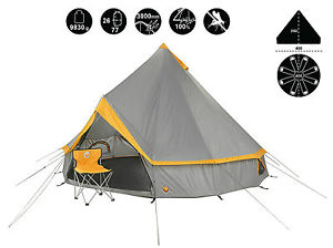 Grand Canyon Indiana Round Tent 8 Person Grey Orange Camping Hiking Tents w/ Bag