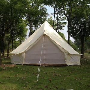 Durable Beige Canvas Bell Tent 3m Camping Sibley Tent Family Camping Tent