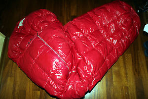 ORIGINAL 80er JAHRE GLANZNYLON DAUNENSCHLAFSACK DAUNEN SCHLAFSACK SAC COUCHAGE