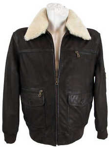 Jilani Gemeinderat Giacca In Vera Pelle da pilota Cuoio nubuck marrone 6718