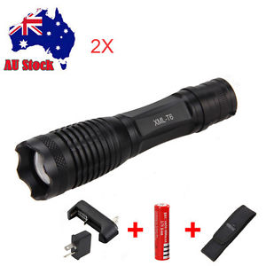 5000LM Zoomable XM-L T6 LED 18650 Flashlight Focus Torch Light+Holster+Charger