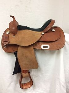 R/S Custom Ranch Saddlery Rough-out Training Saddle w Basketweave Tool Full Bar