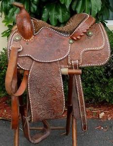 Horse Saddle Circle Y, Tooled Leather Western, Engraved Silver, Divine!