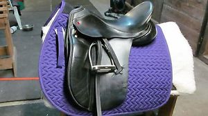 Albion SLK 17 inch seat  Saddle, black short flap Wide selling with fittings