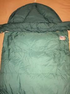 Gerry USA Made Rectangular 0 Degree Sleeping Bag w Hood Goose Down Vintage Quilt
