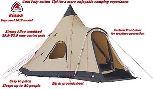 Robens Kiowa large 10 person Tipi Tent - Improved 2017 Model Easy to Pitch