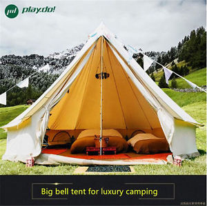 Outdoor Bell Tent Waterproof Cotton Canvas Family Camping Large Tent 8 Person 5M