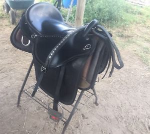 Black Msm Leather Tack Endurance Trail  Saddle Custom W/Pad #853 Breast Collar
