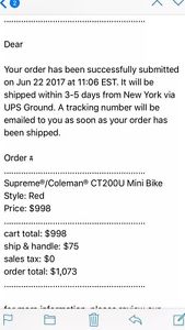 SUPREME x COLEMAN CT200U Mini Bike CONFIRMED