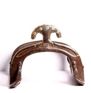  VINTAGE HORSE WOODEN SADDLE SEAT RIDING FARM USED IRON & BRASS FITTED -5273R0