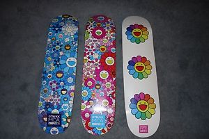 Takashi Murakami ComplexCon MCA Skate Deck Set of Three Multi Flower IN HAND